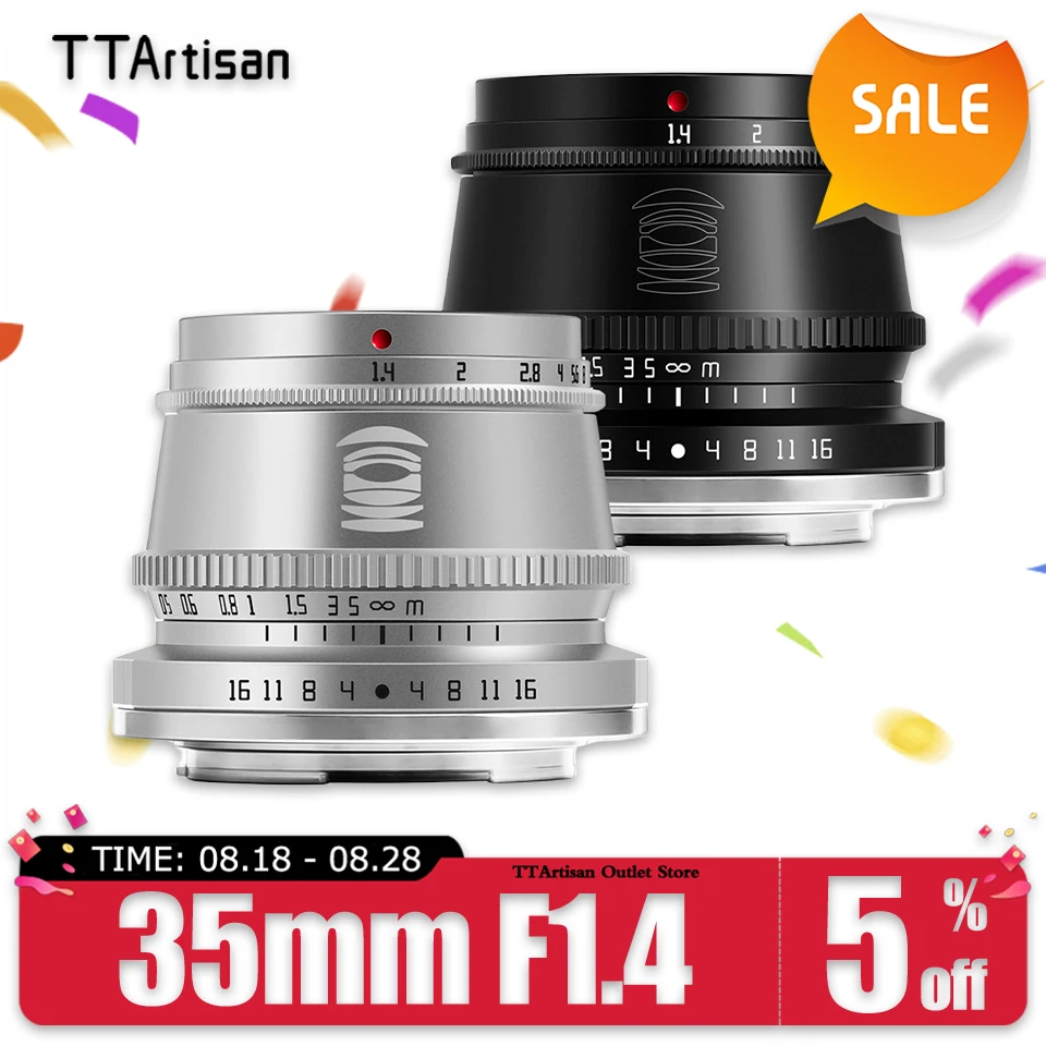 

TTArtisan MF 35mm F1.4 APS-C Frame Large Aperture Portable Camera Lens for Studio Photography with Sony E Nikon Z Fujifilm Mount