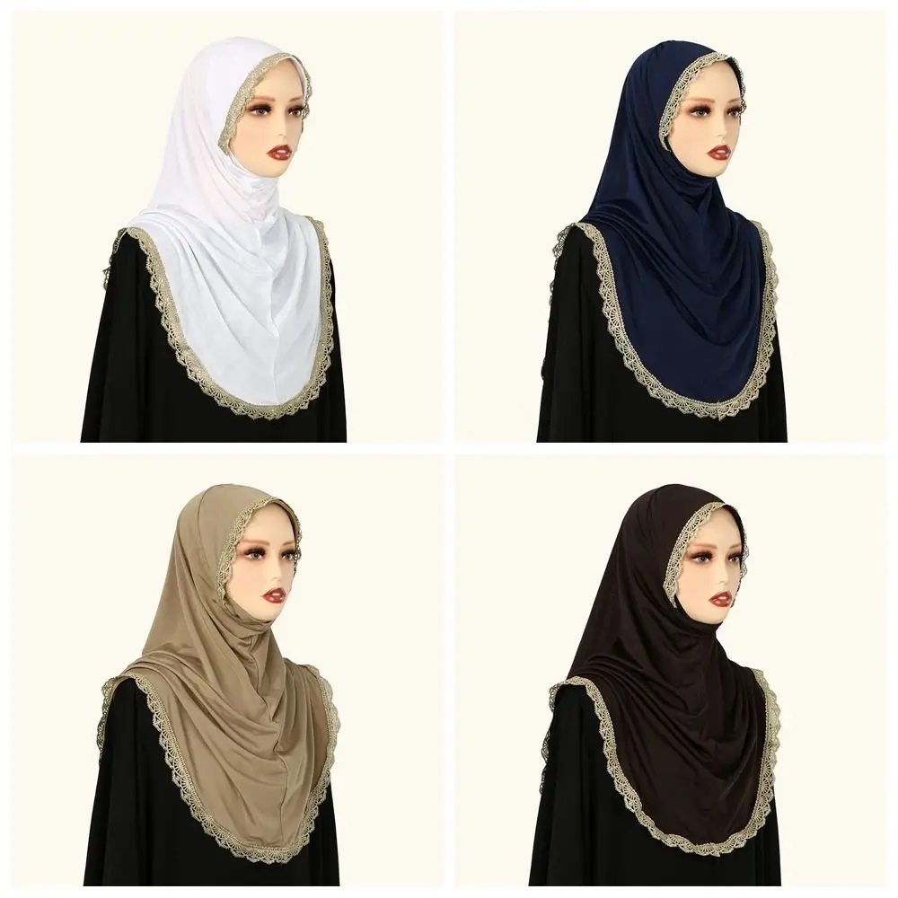 

Elegant Embroidered Lace Ethnic Style Scarf Bandana Thin Hijab Scarf Malaysian Long Wraps Shawl Women