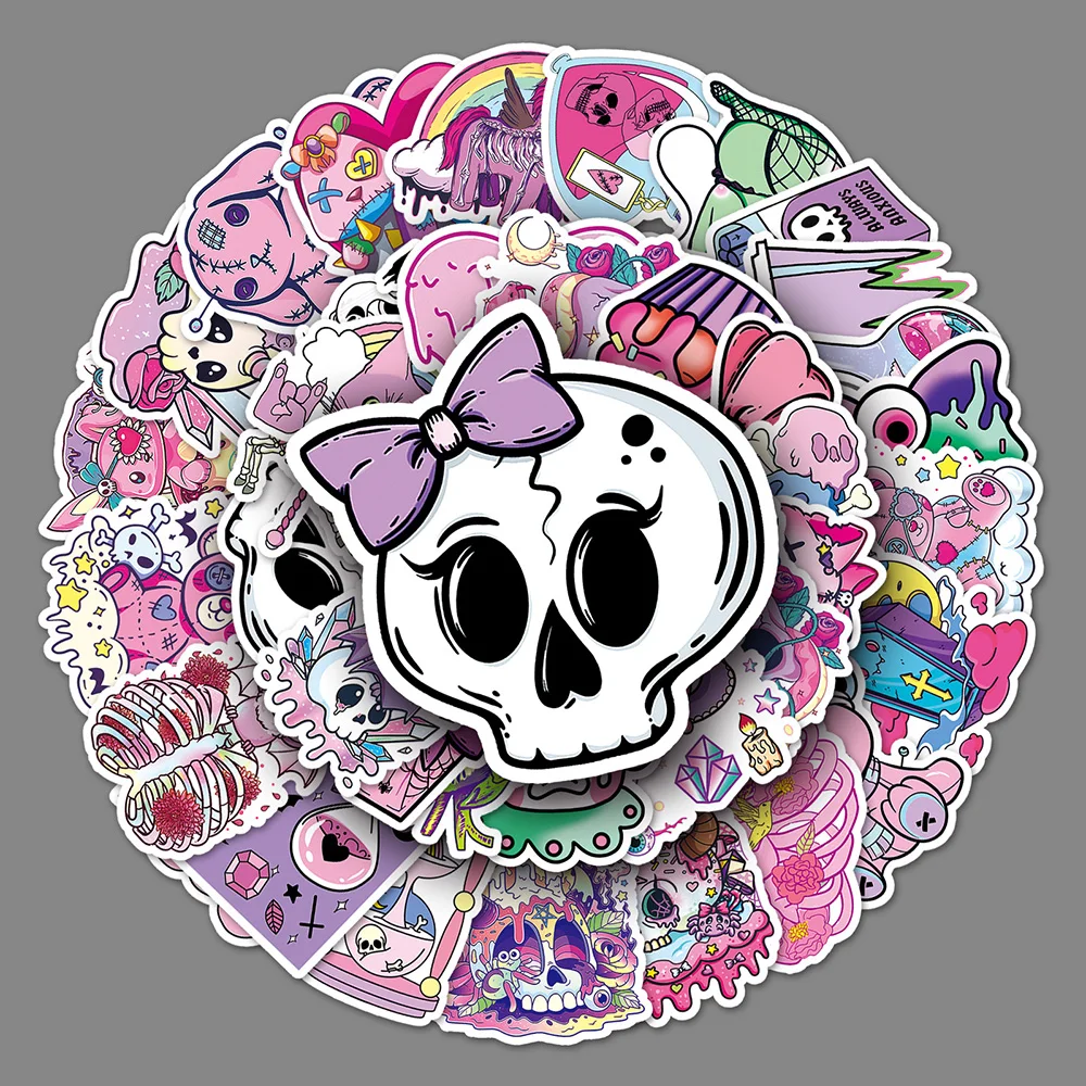 10/30/50PCS Cute Gothic Halloween Skull Magic Stickers DIY Laptop Luggage Skateboard Graffiti Decals Sticker for Kid Toys