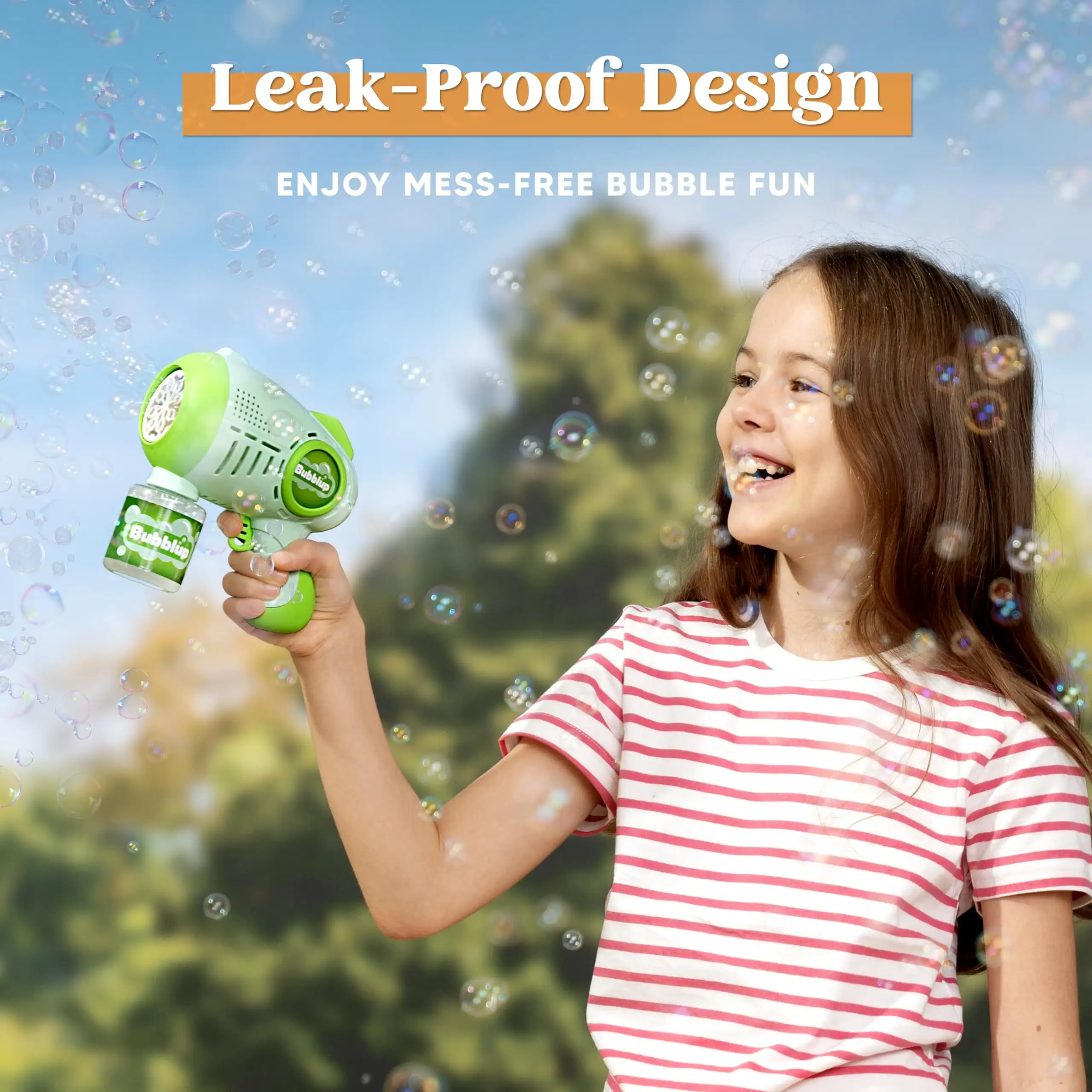 JOYFY 2 Pack Light-Up Bubble Guns with 4 Bottles Bubble Refill Solution Bubble Toys for Kids Summer Party Favors Birthday Gift