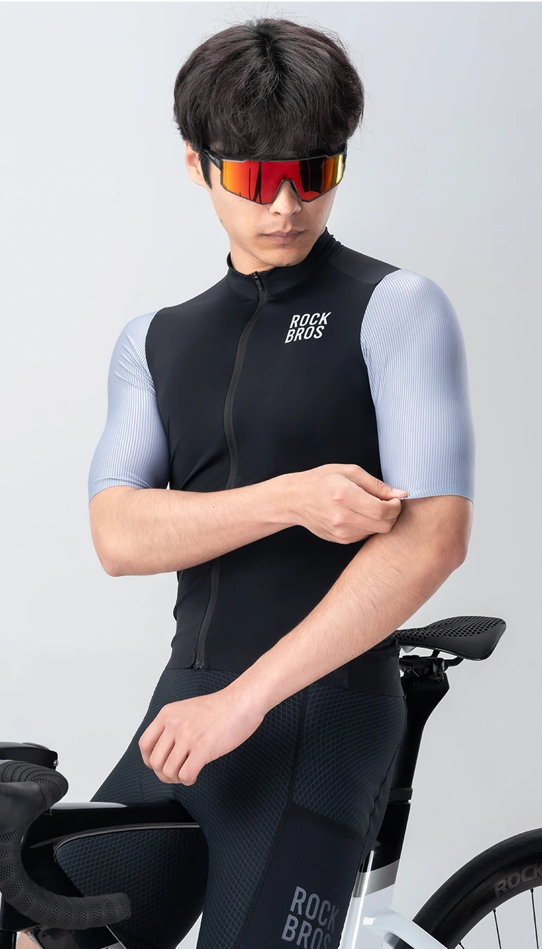 Rockbros Herren Radsport hemd Sommer MTB Rennrad Trikot 2024 Mode Farbe blockiert Mann Reiten Maillot 3D Cut Fahrrad Trikot – Detail 12