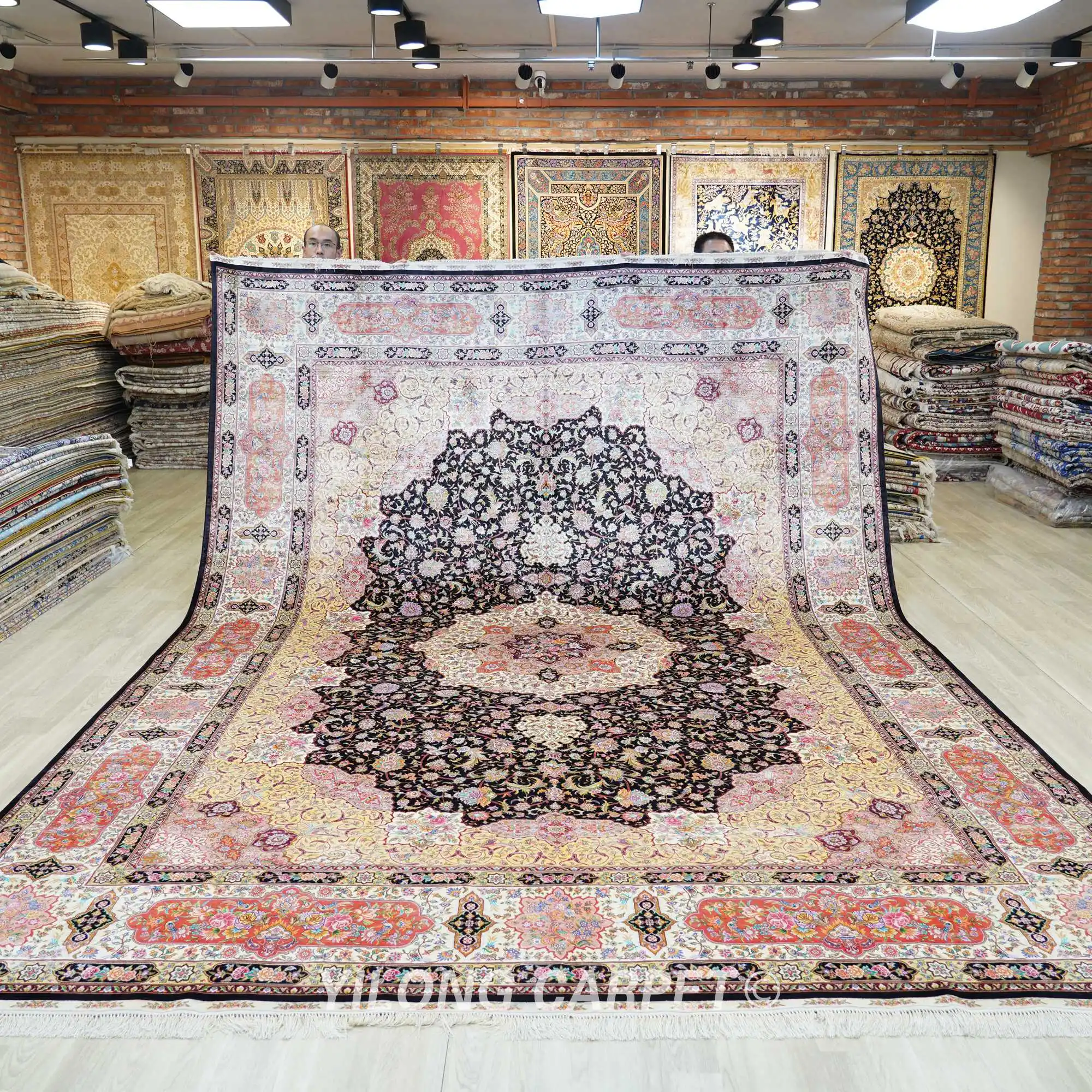 10'x14' Large Handmade Silk Rug Eco Friendly Turkish Classic Floral Living Room Carpet (TJ407A)