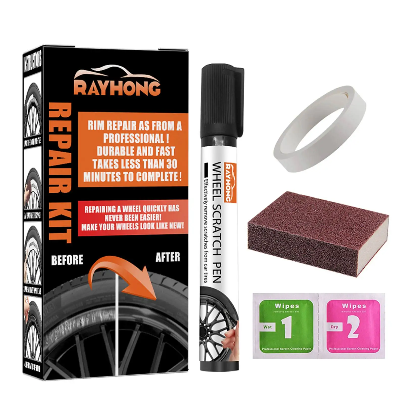 Car Wheel Rim Scratch Repair Kit Universal Markers & Fillers All Colors For Rims Quick And Easy To Use Auto Paint Accessories