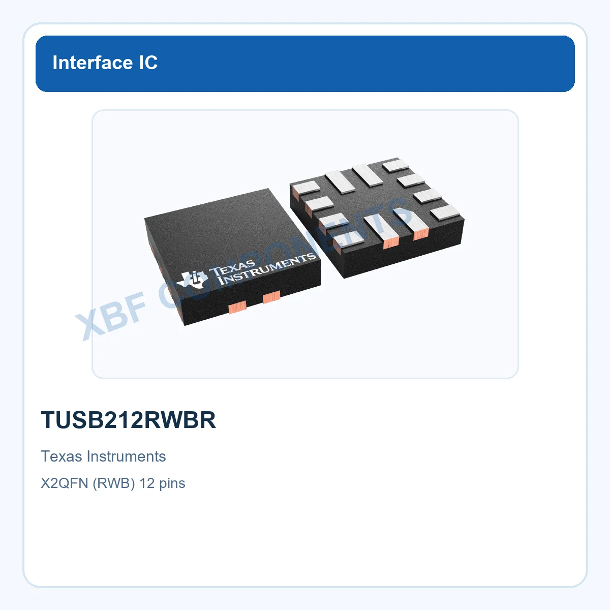 TUSB212RWBR Texas Instruments USB Interface IC USB 2.0 X2QFN (RWB) 12 pins
