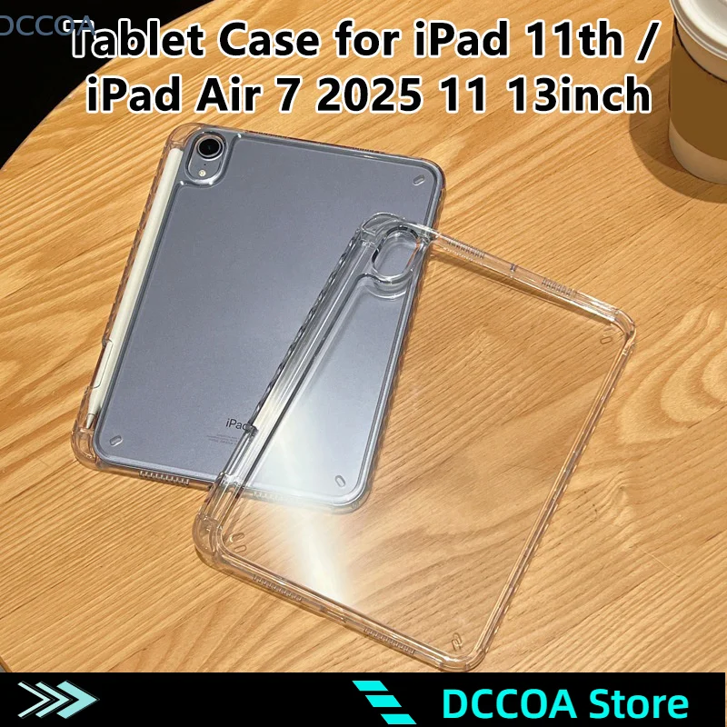 

Прозрачный защитный чехол с держателем для карандашей для iPad Air 7 11th 2025 Mini 7 6 IPad Pro Air 6 2024 11 13 дюймов Cover Shell