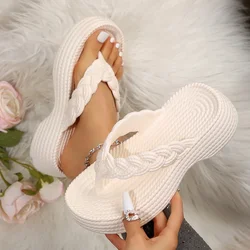 Zapatillas de plataforma con cuñas para mujer, chanclas cómodas informales de verano, sandalias de diseñador para Vestido de playa, zapatos deportivos a la moda