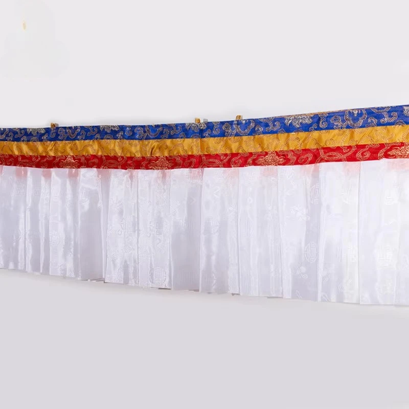 4.6m White/Yellow/Green/Five Colors Tibetan Style Curtain Home Indoor Wall Decoration Table Curtains Buddhist Temple Decoration view 6