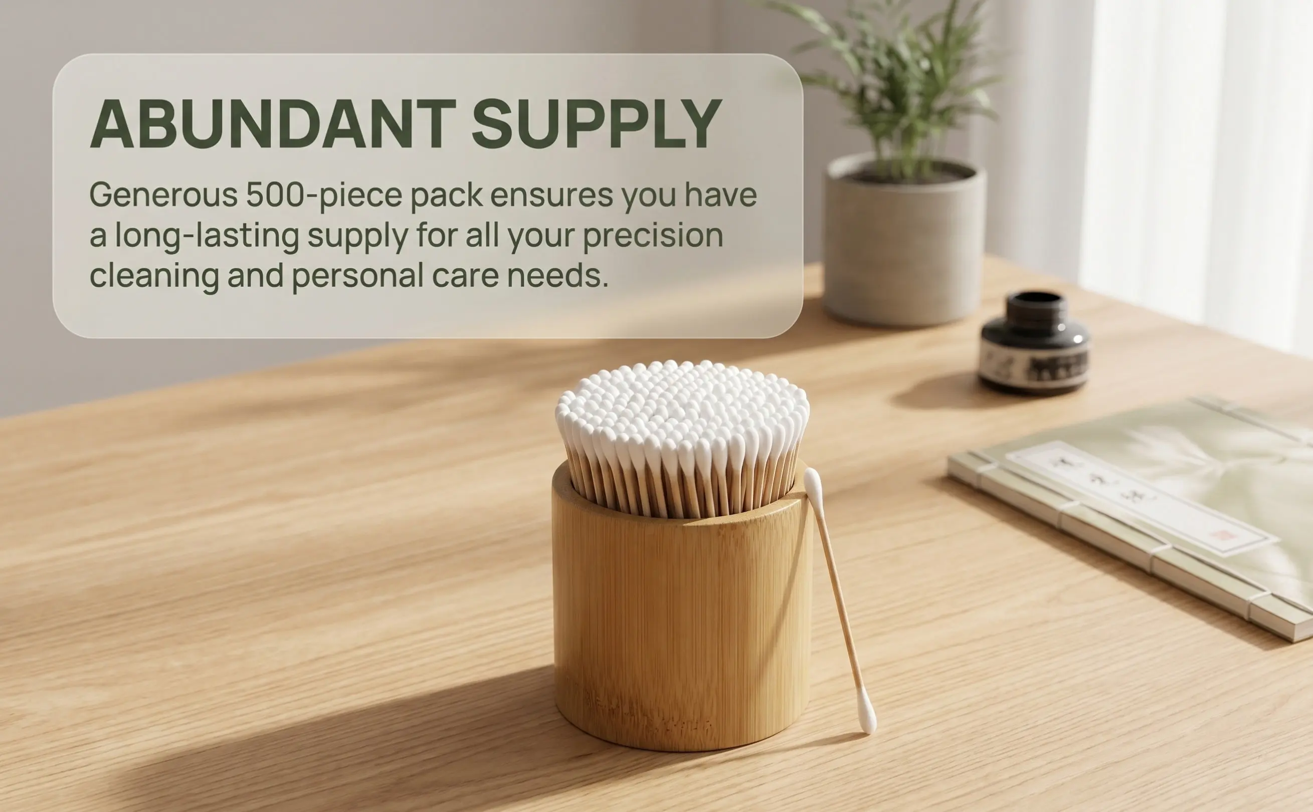 500pcs Long Handle Cotton Swabs Sturdy Wooden Stick Multi-Purpose Hygienic Durable For Jewelry Precision Instruments Bulk Pack