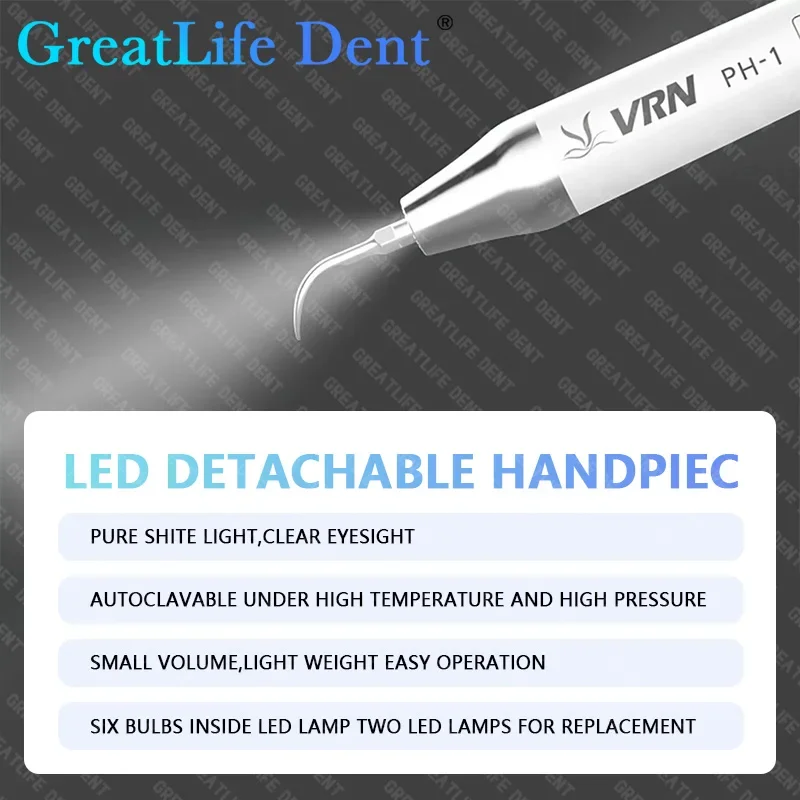 GreatLife Dent 무선 초음파 스케일러(LED 분리형 핸드피스 포함) 무선 풋 스위치 제어 Endo Endodontics 장비