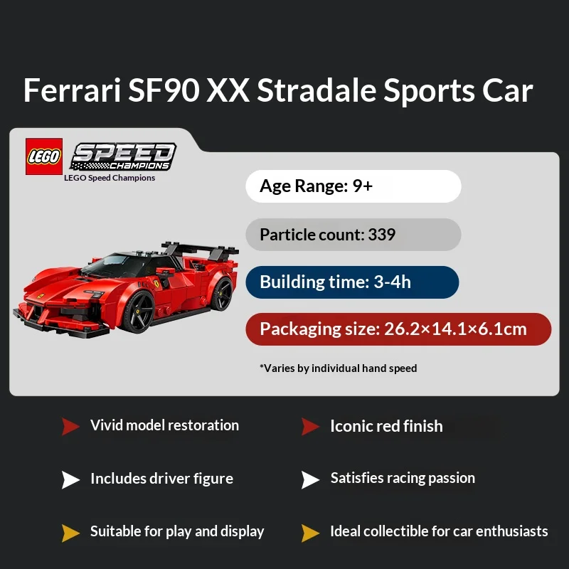 LEGO Building Blocks Super Racing Series 77254 Ferrari SF90 XX Stradale Sports Car Boys Puzzle Building Blocks Toy Gift