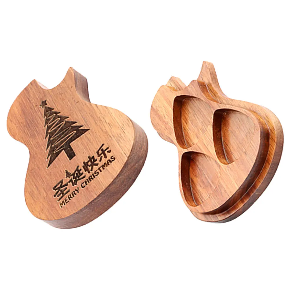 

Hoement Christmas Tree Guitar Wooden Ukulele Pick Holder Storage Case Accessory
