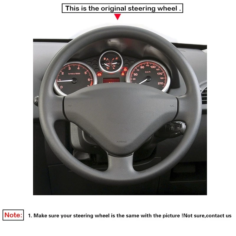 DIY Artificia Leather Car Steering Wheel Cover for Peugeot 207 2006-2014 Fiat Scudo 2010-2016 Expert 2008-2016 Partner 2009-2018