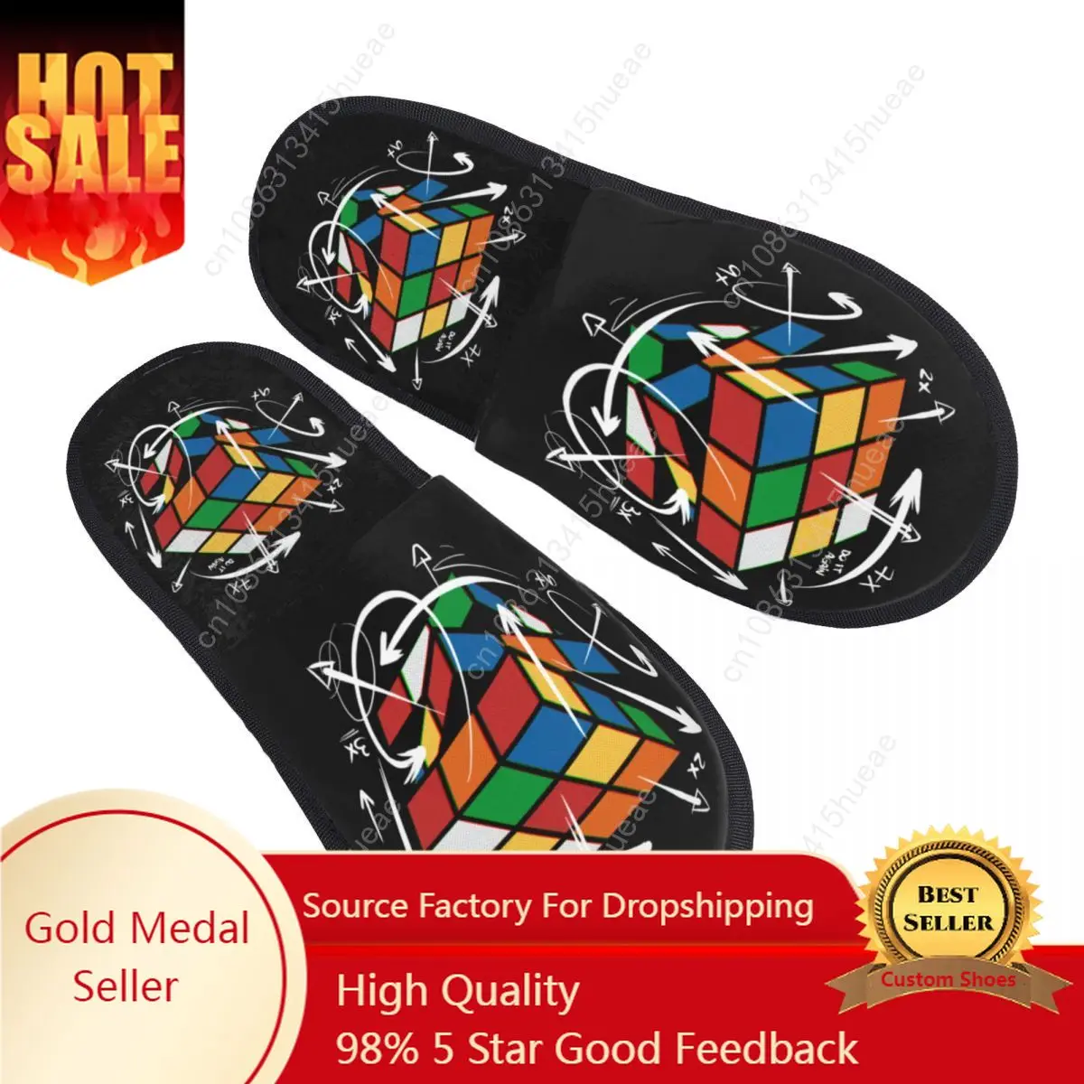 

Rubix Rubiks Cube Math Formula House Slippers Women Soft Memory Foam Shoes Geek Magic Gift Cozy Warm Anti-skid Sole Slipper