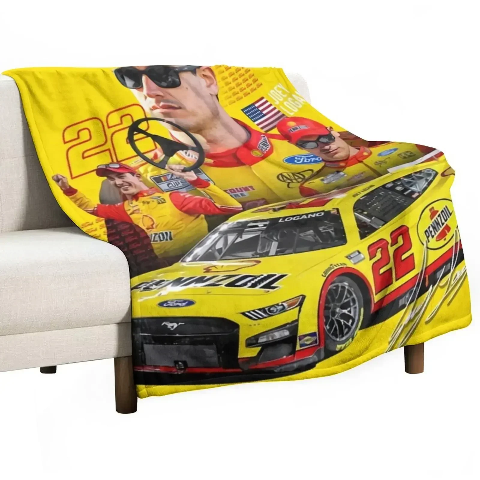 Joey Logano Next Gen Mustang 2022 Throw Blanket Thermals For Travel Warm anime Blankets