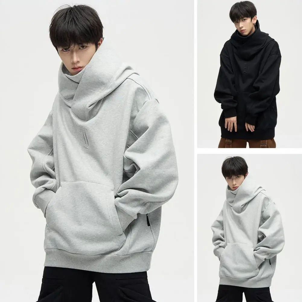 Winter Men Hoodie Techwear Japanese Harajuku Urban Sweatshirt Cyber Punk Men's Techwear Hooded High Collar Pullover Tops