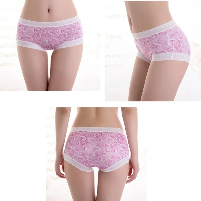 

100% Mulberry Silk Underwear Women Briefs Thin Silk Lady Panties Flowers Print