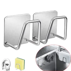 Soporte de esponja para fregadero SUS304, gancho adhesivo fuerte de acero inoxidable, almacenamiento, impermeable, a prueba de óxido, 1/2 piezas