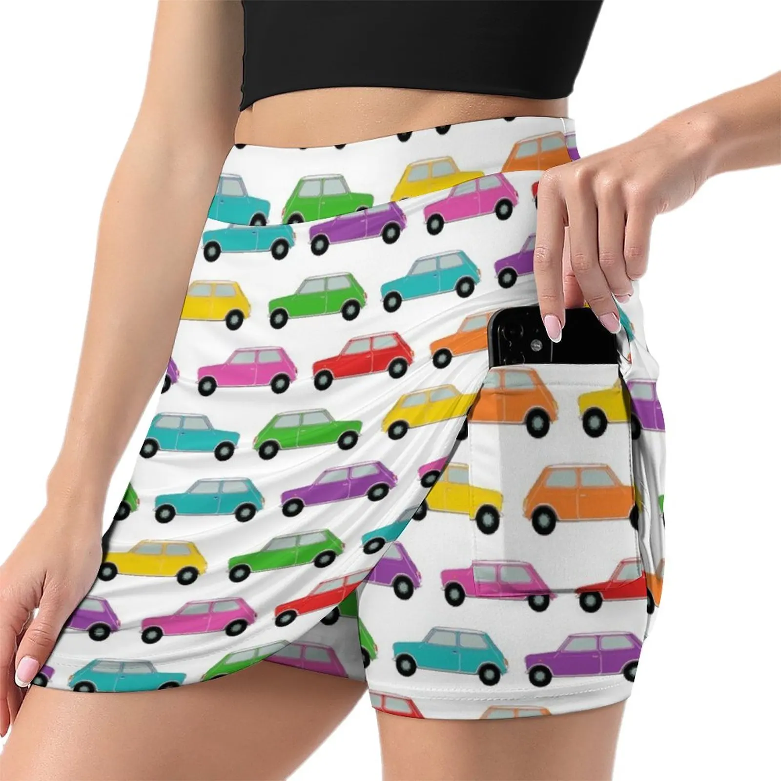 Classic Mini , Rainbow Mini Car , vintage UK car. Light Proof Trouser Skirt outfit korean style Woman skirt japanese style