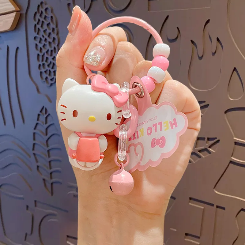 Брелок для ключей с рисунком Sanrio Kuromi Hello Kitty, милый милый мультфильм «Моя мелодия», школьный кулон с помпонами, подарок для детей