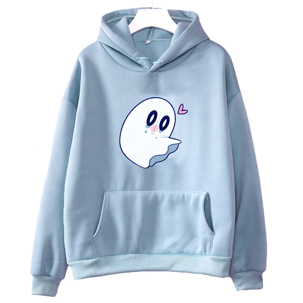 Jaket Hoodie Kartun Hantu Game Undertale Kaus Gambar Grafis Kawaii Pulover Bertudung Bulu Domba Ukuran Biasa Wanita