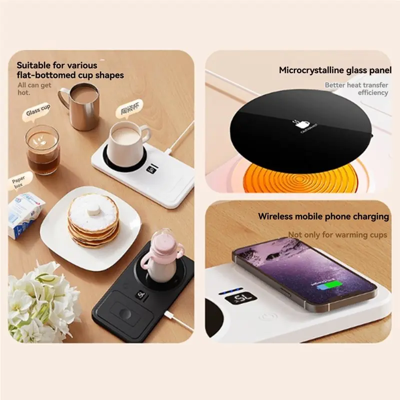 

A76G-Mug Warmer 2 In 1 Wireless And Phone Drink Heating Warmer Magnetic USB Wireless Charging A
