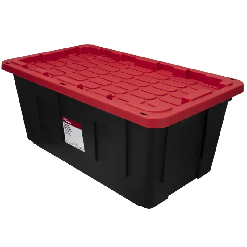 

Tough 40 Gallon Snap Lid Plastic Storage Bin Container, Black with Red Lid, Set of 3storage storage boxes storage box