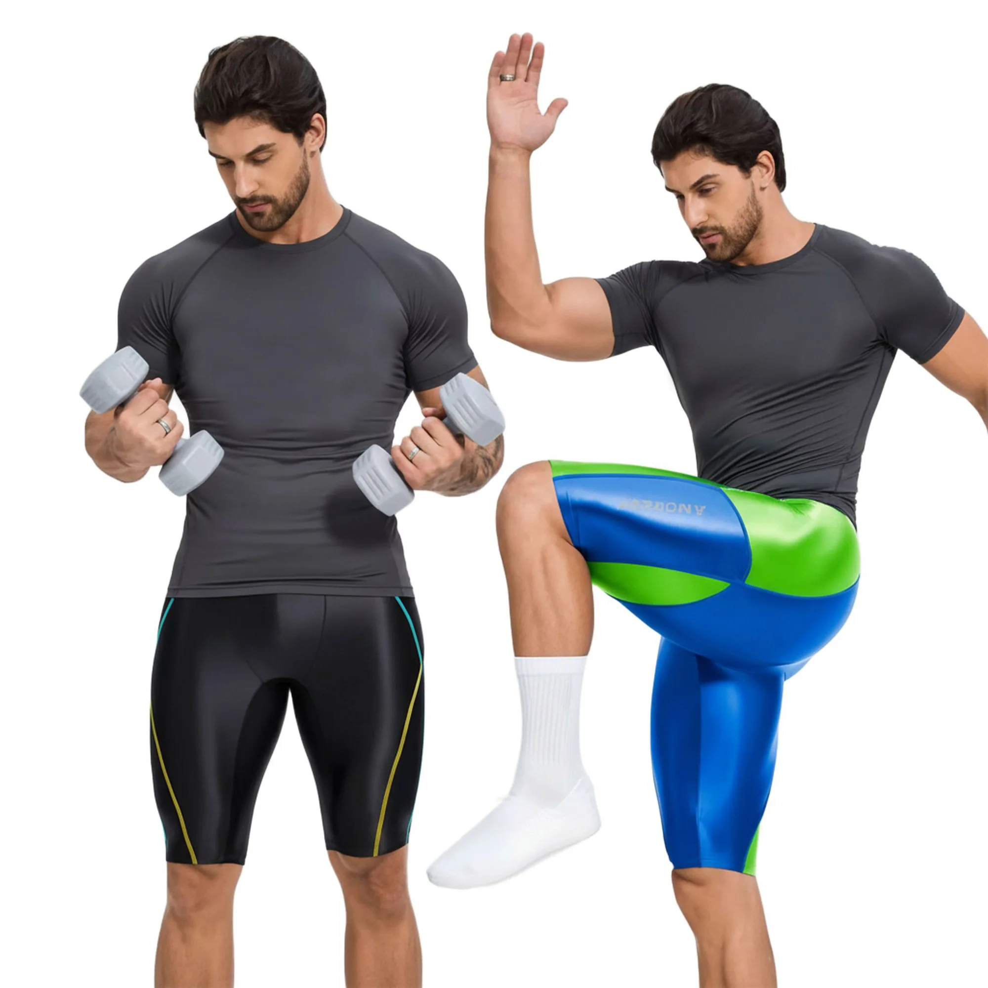 AMORESY męskie spodenki na co dzień fitness spodenki pięć czwartych kolarstwo spodenki zapaśnicze satynowe błyszczące spodnie