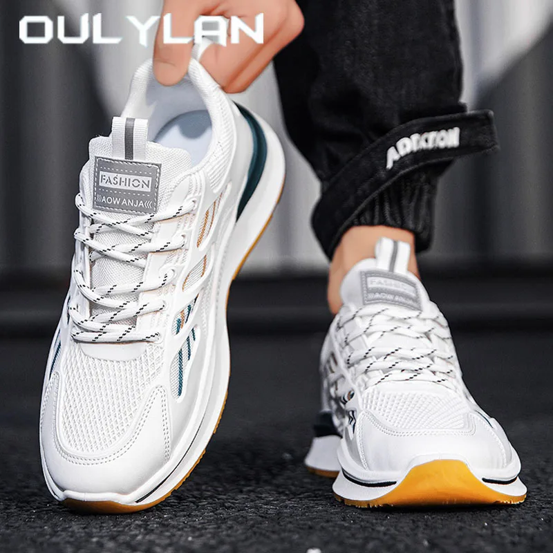 Мужские дышащие удобные кроссовки на подкладке, модные нескользящие кроссовки для бега, популярная уличная спортивная обувь на толстой подошве для отдыха Мужские дышащие удобные кроссовки на подкладке, модные нескользящие кроссовки для бега, популярная уличная спортивная обувь на толстой подошве для отдыха