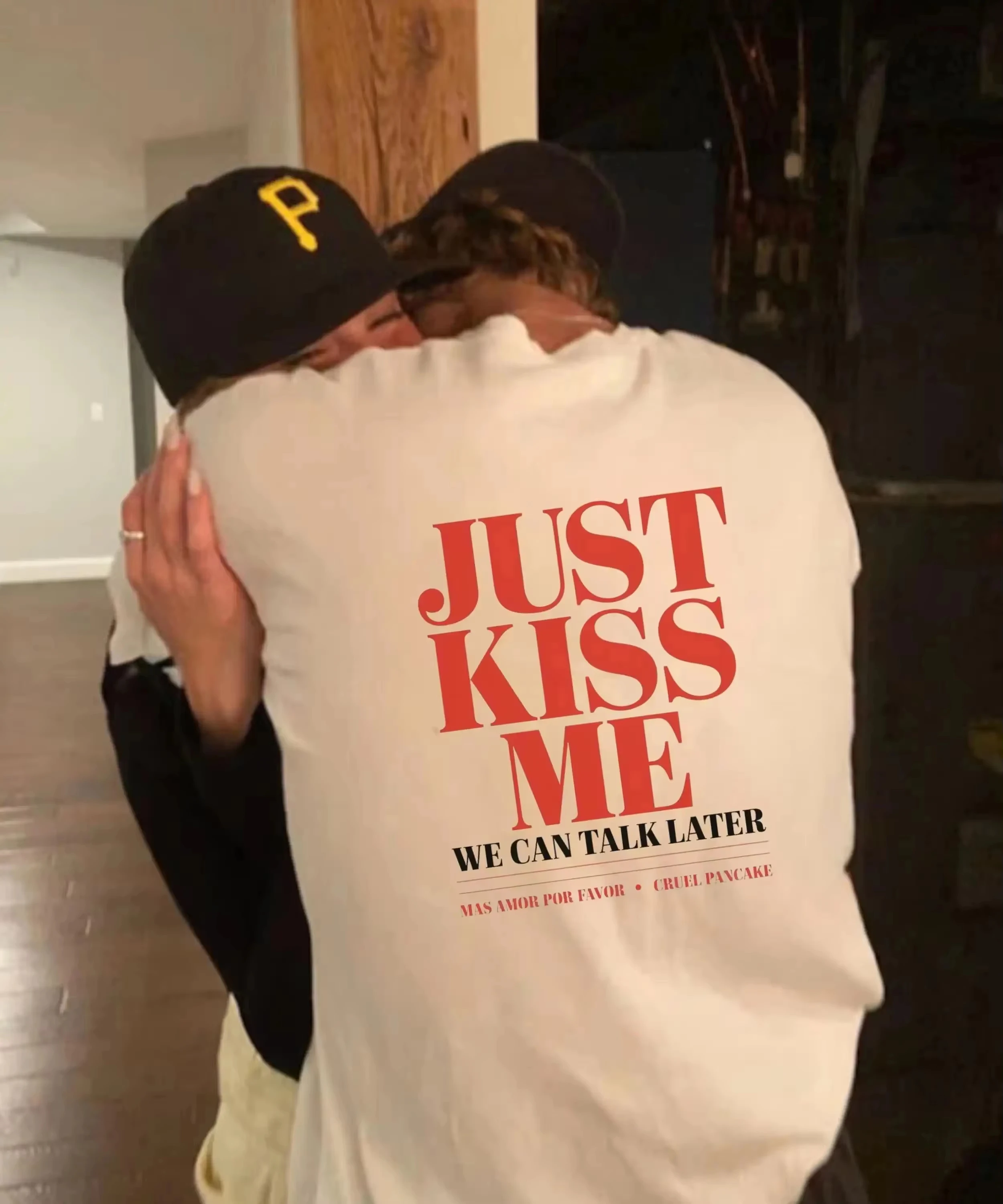 Summer Y2k Fashion T-shirts Just Kiss Me Funny Graphic Print Cotton T-Shirt Positive Shirt Gift Casu
