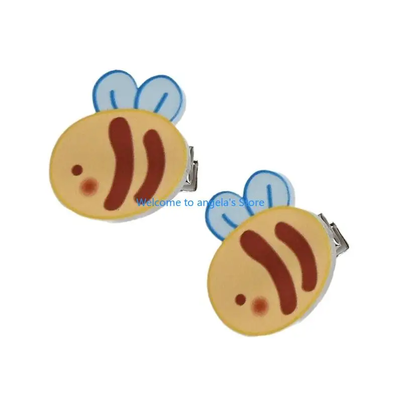 

X4YC 2pcs Vibrant Honeybee Design Hairpin Acrylic Barrettes Sophisticated Hairpiece