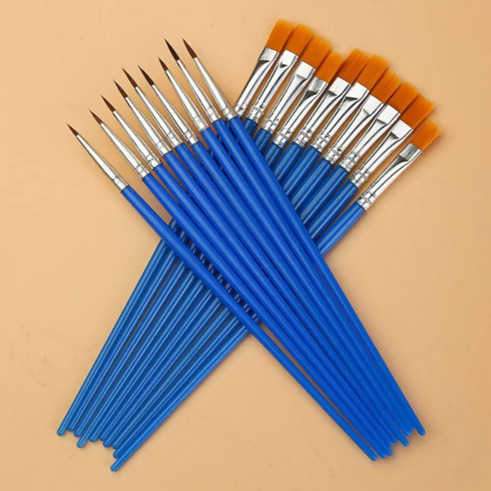 100 Pcs Tool Nylon Hair Paint Brushes Set Flat Art Oil Painting Brushes Ceramic Pointed Painting Supplies Kids