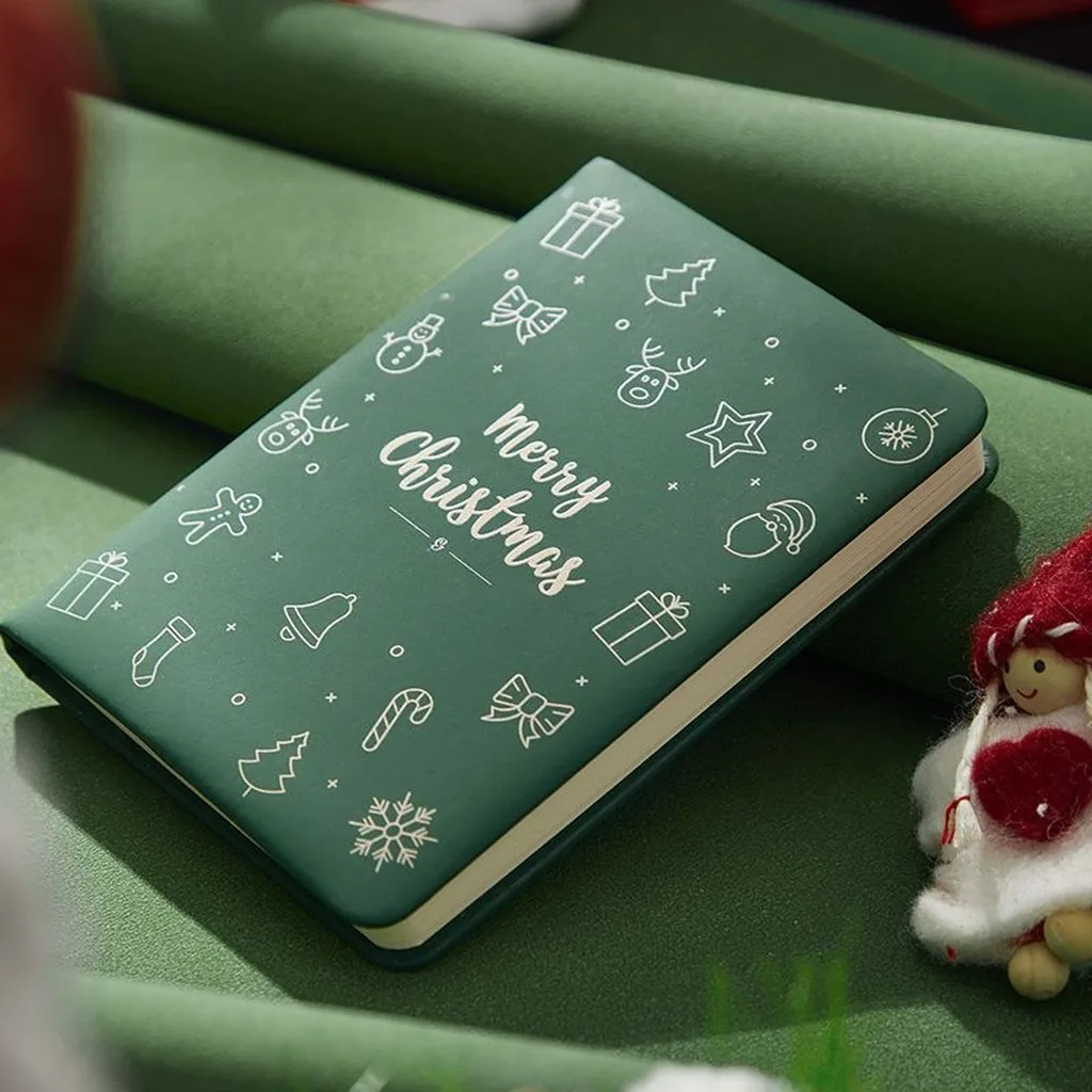 Ruled Notebook Christmas Themed Pu Cover Notebook Hardcover Journal Ruled Portable Notebook For Bag Carry Reading Progress Daily