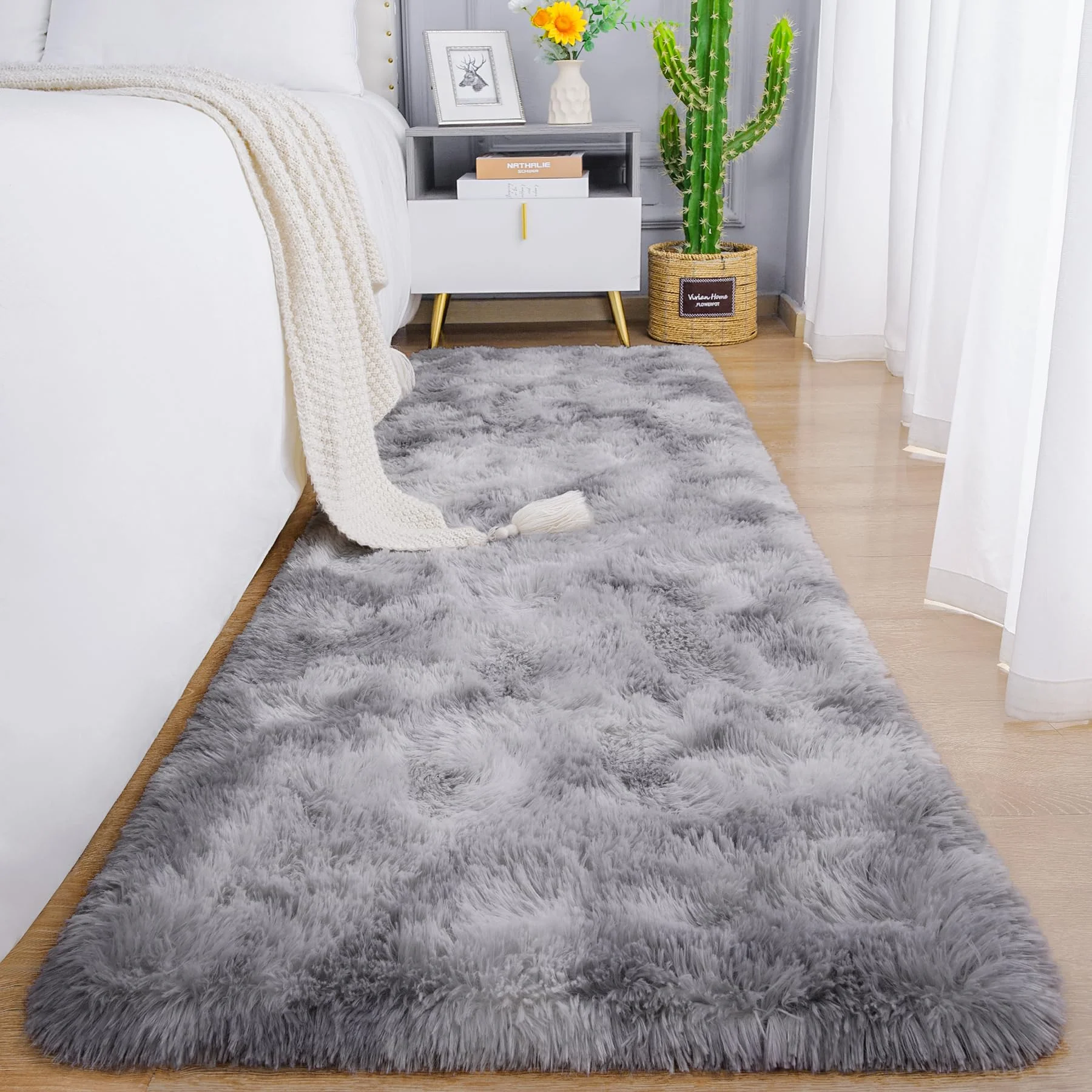 VIKAMA Simple Solid Color Carpet Soft And Slip-Resistant Bedside Rug For Bedroom, Corridor Passage Floor Mat, Home Decoration