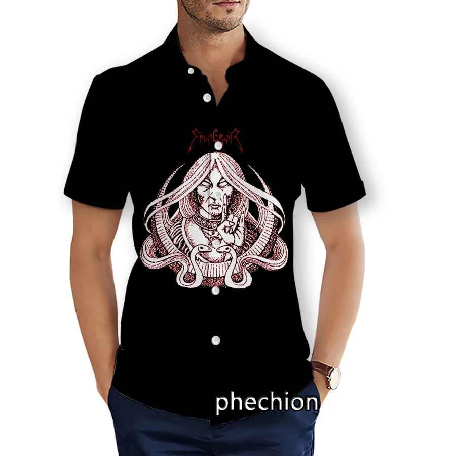 phechion Mens Short Sleeve Beach Shirts Emperor Band 3D Print Casual Shirts Fashion Streetwear Men Tops X259