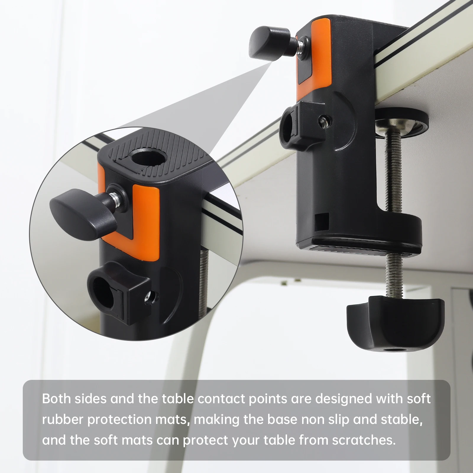 Table Clamp Mount Desk Lamp Clamp 2-In-1 Table Mounting Clamp Universal Bracket Clamp for Desk Lamp / Microphone Stand 4
