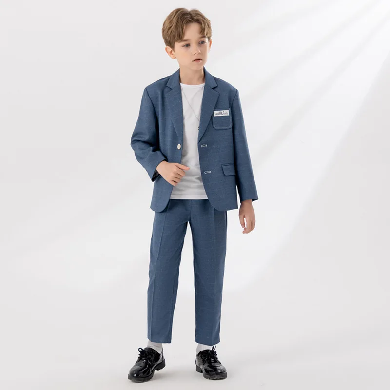 Children Casual Suit Autumn British Style Blazer Jacket Pants Sets Kids Photography Outfits Boys Host Performance Costume 8 10 Y