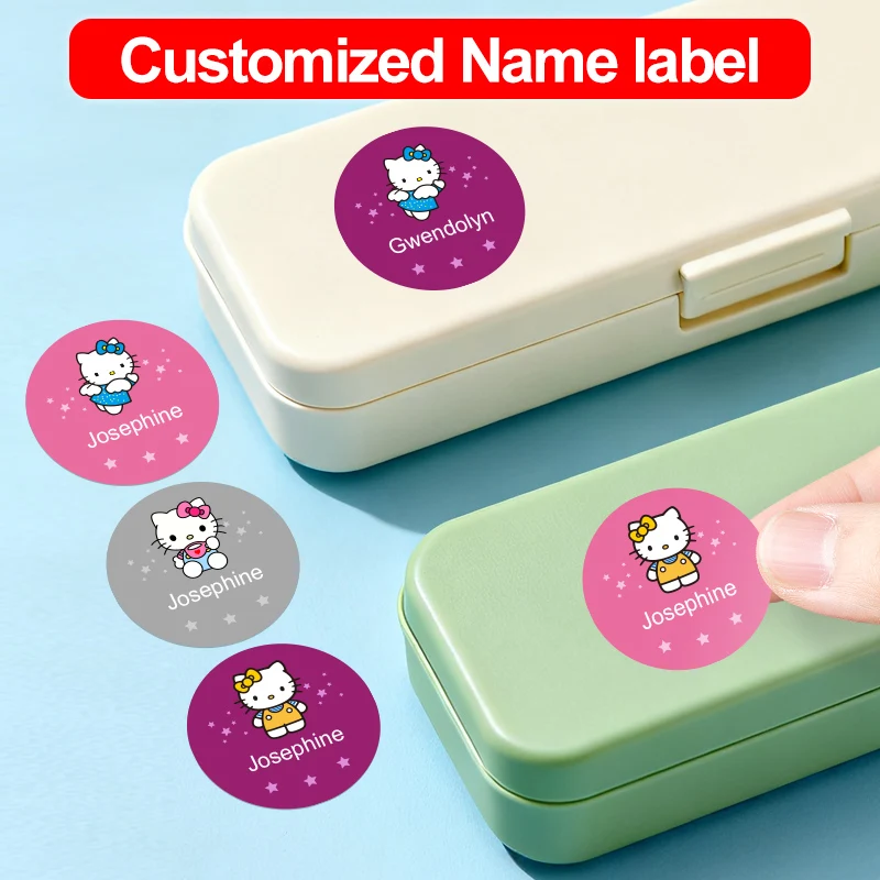 

Sanrio Hello Kitty наклейки с именем на заказ, водонепроницаемые самоклеящиеся милые наклейки для бутылок с водой, одежды, школьных принадлежностей