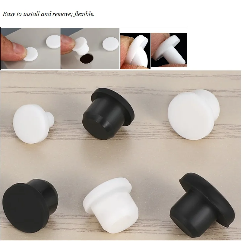 2.7mm-14.1mm Black/White Silicone Rubber Hole Plugs Solid T Type High Temperature Seal Stopper Dustproof Plug image 4