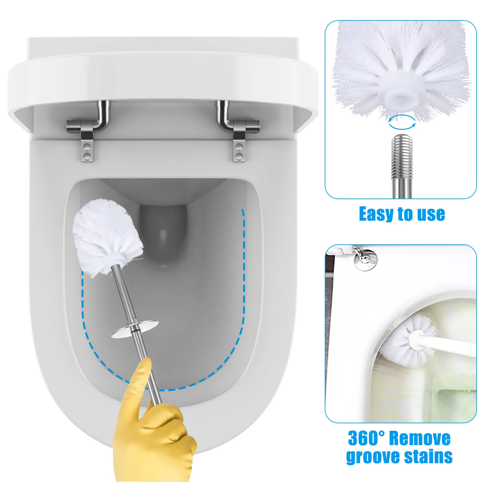 5Pcs Cleaning Brush Heads for Toilet Bowl Bathroom Brush Replacement Head Plastic Firm Dense Bristles Home Office Use White