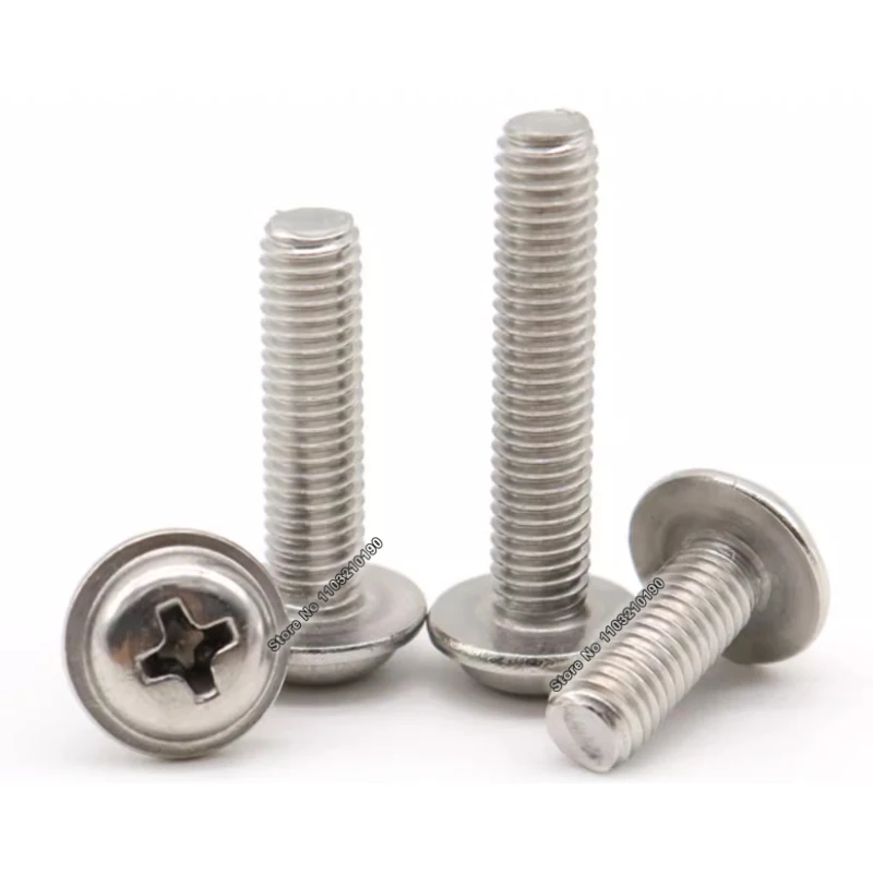 304 Roestvrij Stalen Kruiskop Machine Schroef Met Ring M2 M2.5 M3 M4 Phillips Pan Ronde Kop Computer Schroef Pad Flens bout