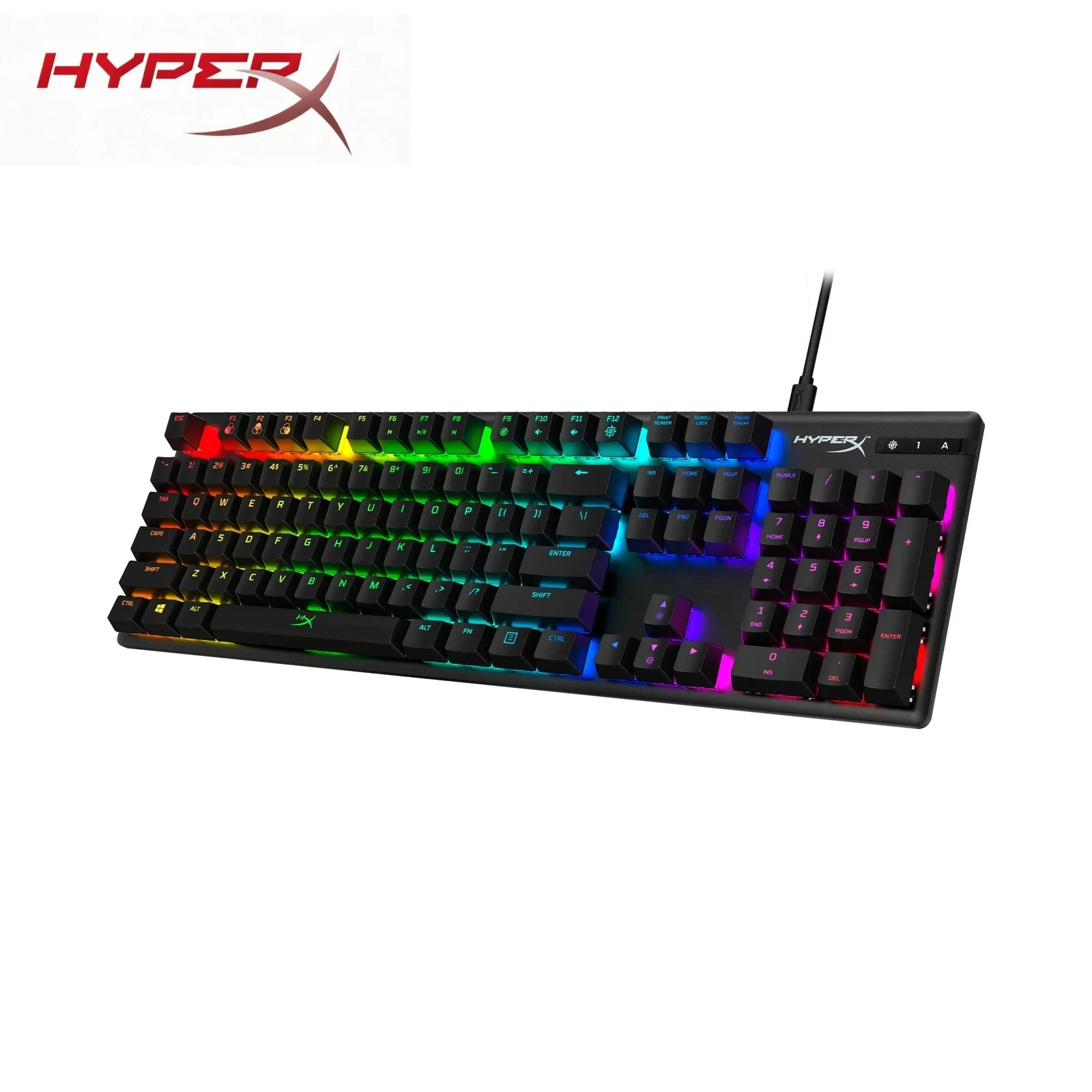 Teclado para juegos HyperX con retroiluminación RGB, tamaño completo, cable desmontable y personalizable