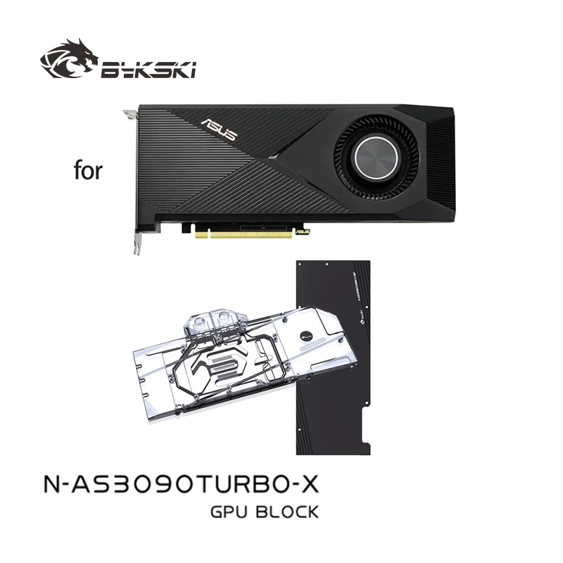 Bykski N-AS3090TURBO-X Water Block Use for ASUS GeForce RTX 3080Ti 3090 TURBO Video GPU Card /0.3mm Jet Micro-waterway