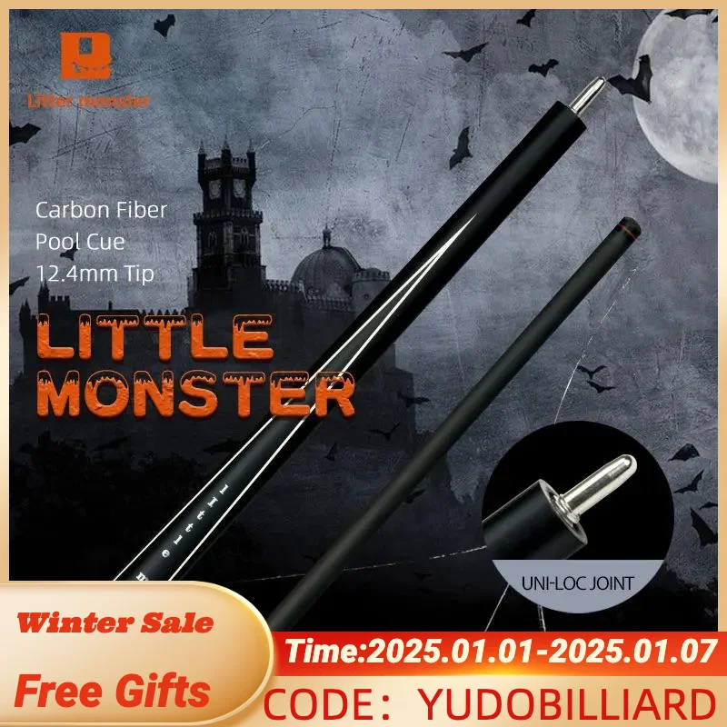 Little Monster Carbon Cue 12.4mm Tip 147cm Length Carbon Fiber Shaft 1/2 Split Cue Uniloc Joint Technology Butt Pool Cue Stick