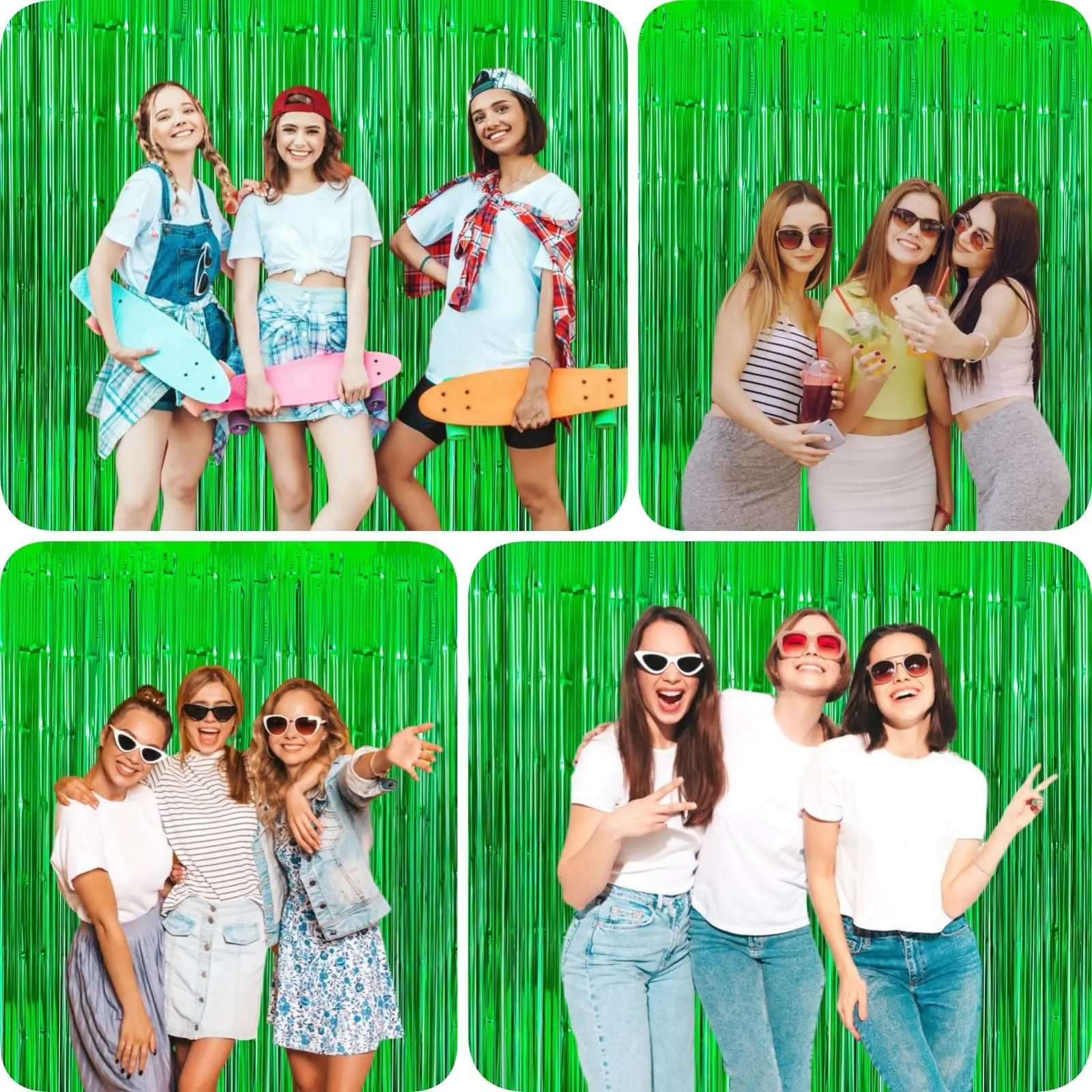 녹색 태슬 레인 커튼, 파티 리본, 세인트 패트릭의 날, 새해 전야, 바 배경 벽 장식에 적합, 2 개