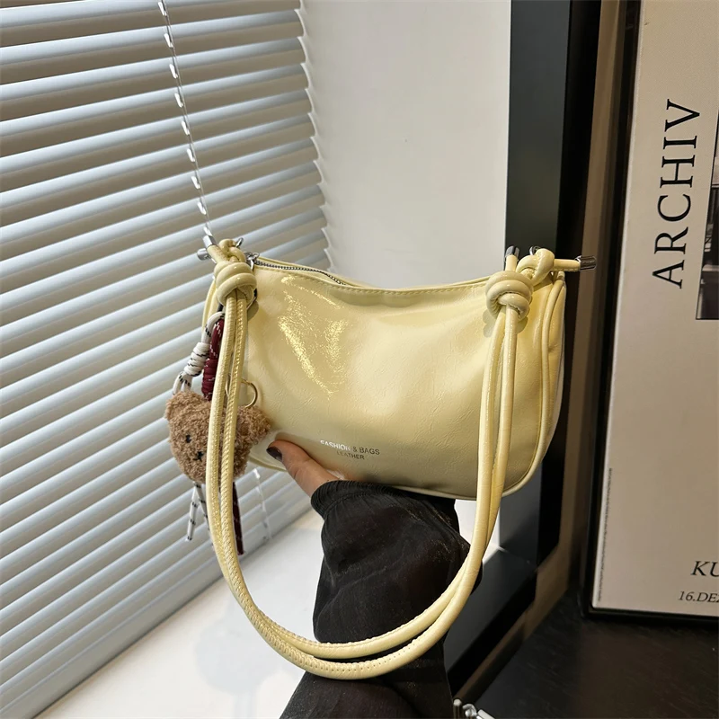 Fashionable Underarm Bag Women's Crossbody Bag Small Elegant Design Single Shoulder Bag Handbag Soft PU Leather Pure Color
