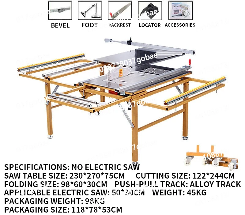 

New Type of Woodworking Push Table Saw Multifunctional Folding Woodworking Portable Precision Sawing Machine Worktable