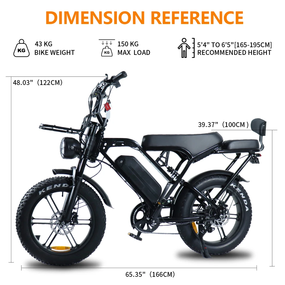 X80Pro Adult Electric Bike, Urban City E-Bike | 48V/15Ah Battery, 1000W Motor, 50-60KM Range | 20-inch Fat Tires, 7-Speed ​​Gear, Front and Rear Suspension, Hydraulic Disc Brakes | Suitable for Mountain, Snow, and Beach Rides | All-Terrain Off-Road E-Bike image 8