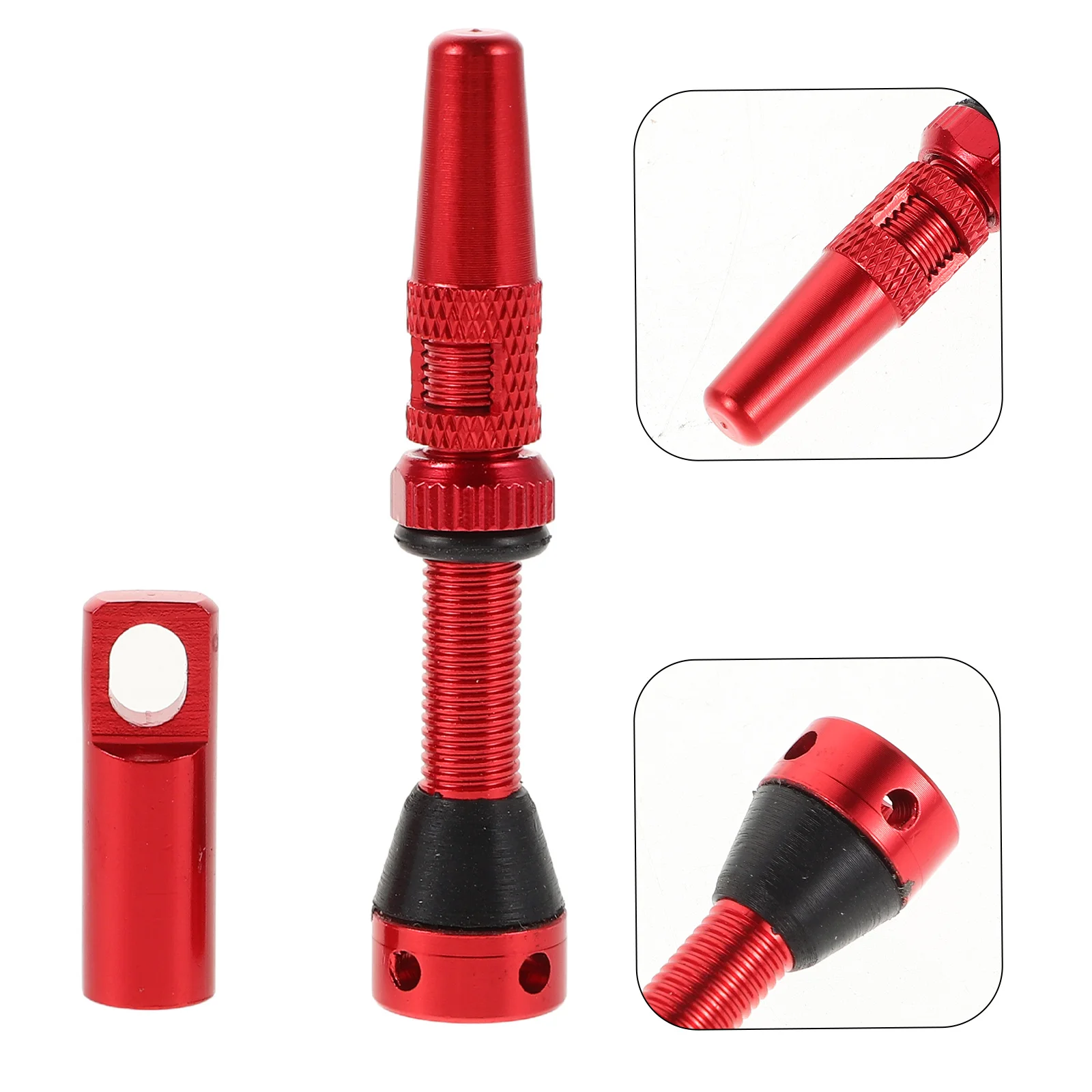 

2Pcs Bicycle Tubeless Valve Set Red Aluminum Alloy French Vacuum Valve Stem Replacement Kit Side Hole Tubeless Valves