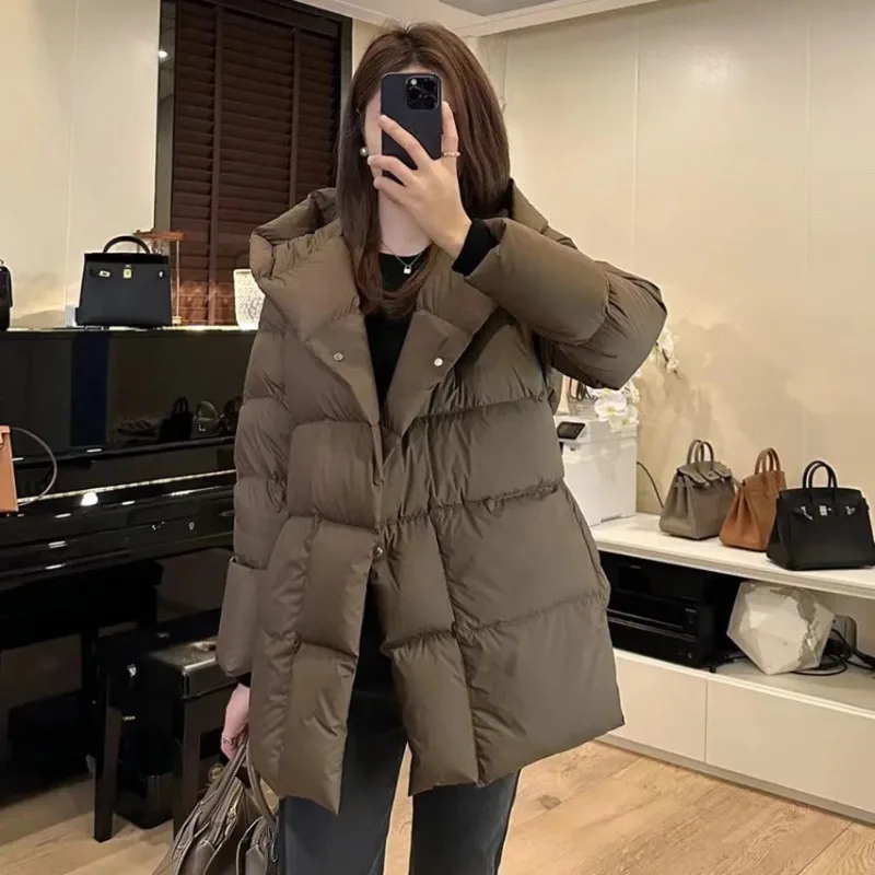 Women's Winter Tops Jacket Down Coat White Duck Down Waist Short Warm Thickened Vintage Simple Comfortable Leisure Soft Niche