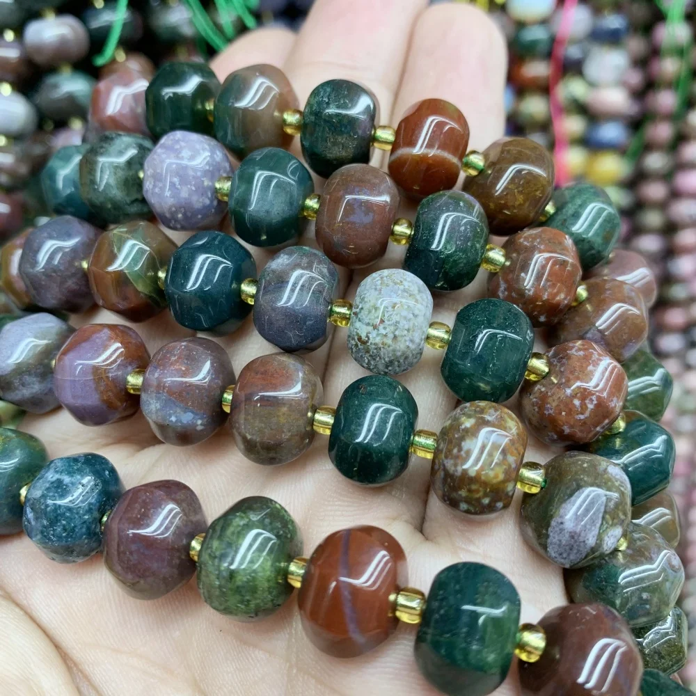 

Натуральный 8 мм x 12 мм граненый камень в форме колеса индийский агат кварцевые бусины-разделители для изготовления ювелирных изделий DIY браслет ожерелье15